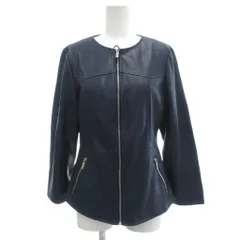 ザラ ZARA 美品 フェイクレザー ジャケット ペプラム M ネイビー /MG ■ECB001