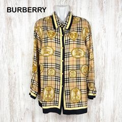 ビンテージ・美品】Burberry長袖シャツ ノバチェック ゴールド装飾柄 