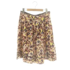 アリスバーリー Aylesbury 花柄 タックスカート フレア ひざ丈 11 ベージュ /AT ■OS