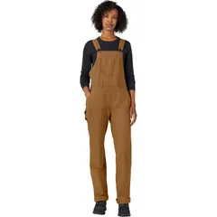 ディッキーズ レディース ボトムス スカート オーバーオール デニム Dickies Double Front Denim Bib Overalls Womens Rinsed Brown Duck ブラウン