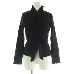 ナラカミーチェ NARA CAMICIE ウール フリルカーディガン ニット 長袖 ベルト付 M ブラック /MY ■OS