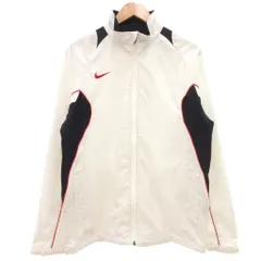 ナイキ NIKE DRI-FIT ジャケット L ホワイト ネイビー 長袖 スタンドカラー 切り替えデザイン /ML ■GY58