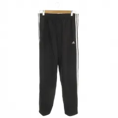 アディダス adidas パンツ ジャージ 裏メッシュ スポーツウエア L 黒 ブラック サイドライン ロゴ フルレングス /AH2 ■GY58