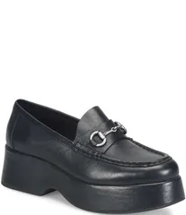 コークイーズ レディース シューズ スリッポン・ローファー プラットフォーム レザー ローファー KorkEase Parson Leather Bit Buckle Platform Loafers Black ブラック