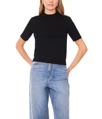 ワンステート レディース アウター ニット・セーター クルーネック 1 STATE Knit Crew Neck Short Sleeve Sweater Top Rich Black ブラック