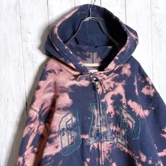【海外モデル/入手困難】ギャップ GAP ネイビー ブリーチ タイダイ スウェット パーカー #h98