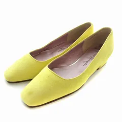 銀座かねまつ GINZA Kanematsu パンプス スエード スクエアトゥ ローヒール 21.5cm 黄 イエロー /EA