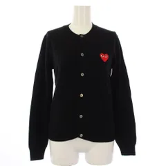 プレイコムデギャルソン PLAY COMME des GARCONS AD2010 ニットカーディガン クルーネック 長袖 ハート刺繍 S 黒 ブラック 赤 レッド AZ-N007 /YT