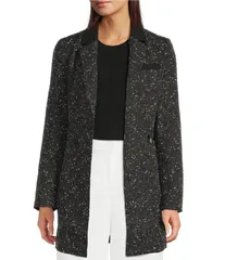 ダナキャラン レディース アウター コート ツイード DKNY by Donna Karan Plattweed Notch Collar Long Sleeve One Button Topperのサムネイル