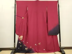 平和屋着物▼豪華振袖　駒刺繍　総刺繍　糸車花文　暈し染　金糸　正絹　逸品　DABD5402fe