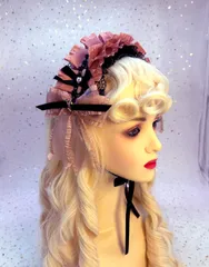 甘いクール ロリータ 髪飾り 蝶結び付き ヘアアクセサリー レース レディース カチューシャ フリル ゴスロリ リボン コスプレ系 萌え系流行 お人形茶話会 パーティー エンゼル lolita おしゃれリかわいい ヘッドドレス (霧のピンク Foggy pin