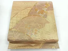 平和屋着物◎六通柄袋帯　草花文　金銀糸　正絹　逸品　CABE5754nb