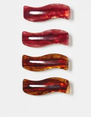 エイソス レディース アクセサリー ヘアアクセサリー ASOS DESIGN pack of 4 hair clips with wavy resin design Multi マルチカラーのサムネイル
