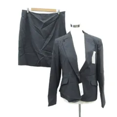 レミュー LES MUES スーツ セットアップ 上下 テーラードジャケット ミドル丈 シングルボタン タイトスカート ひざ丈 21 ダークグレー ストライプ柄 G181L558-0 G181L658-0 /MA15 ■GY58