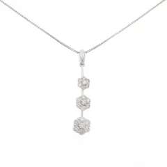 K18WG/750WG フラワー ダイヤモンド ネックレス 0.70CT