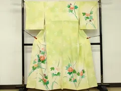 平和屋着物■訪問着　駒刺繍　草花文　暈し染め　金彩　正絹　逸品　DABE2816cd