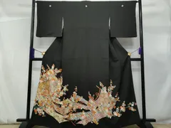 平和屋着物■豪華黒留袖　刺繍　几帳枝花文　金彩　正絹　逸品　CABF0926fb