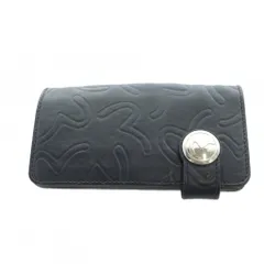 エヴィス EVISU ど根性ウォレット 長財布 二つ折り レザー ロゴ カモメ 型押し コンチョボタン 黒 ブラック ■GY11 /MQのサムネイル