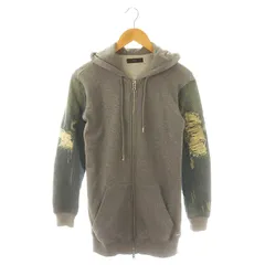 ディーゼル DIESEL 袖デニムデザイン フルジップパーカー フード XS グレー /DF ■OS