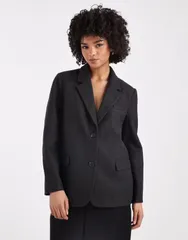 オンリー レディース アウター ジャケット・ブルゾン ブレザー ONLY oversized tailored blazer in dark GRAY グレー