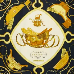 エルメス カレ90 SPRINGS スプリングス 馬車柄 スカーフ ブラック マルチカラー レディース HERMES【1-0256367】