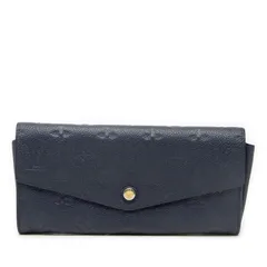 ルイ ヴィトン モノグラム アンプラント ポルトフォイユ キュリユーズ 長財布 M60490 ネイビー レザー レディース LOUIS VUITTON【1-0260687】