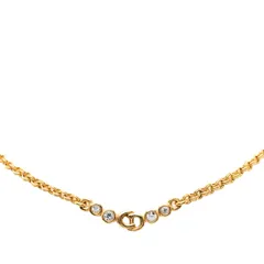 ディオール CDロゴ ネックレス ゴールド メッキ ラインストーン レディース Dior【1-0260766】