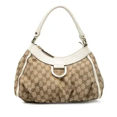 グッチ GGキャンバス アビー ハンドバッグ 190525 ベージュ ホワイト キャンバス レザー レディース GUCCI【240-61652】