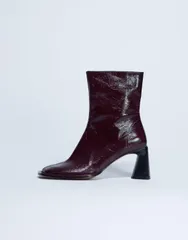 トップショップ レディース シューズ ブーツ・レインブーツ レザー ヒール Topshop Star Premium leatheround toe block heel boots Burgundyのサムネイル