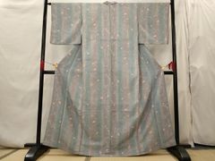 平和屋着物＊夏物　小紋　紗　舞花文　AABB8762sx 平和屋着物＊夏物 小紋 紗 舞花文 AABB8762sx