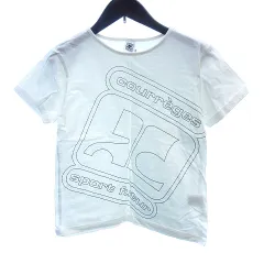 クレージュ courreges カットソー Tシャツ ラウンドネック プリント 半袖 38 M 白 ホワイト /AU