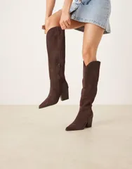 アルド レディース シューズ ブーツ・レインブーツ ワイドレッグ スエード ALDO Kaely Wide Leg western detail knee high boots in suede chのサムネイル