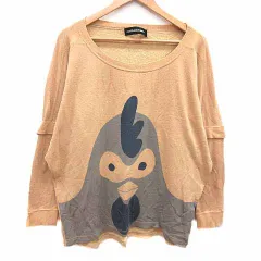 メルシーボークー mercibeaucoup Tシャツ カットソー ドルマンスリーブ ニワトリ柄 長袖 1 S ベージュ /YKのサムネイル