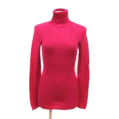 マウジー MOUSSY ニット カットソー タートルネック リブ 長袖 2 ビビッドピンク 蛍光ピンク /MS
