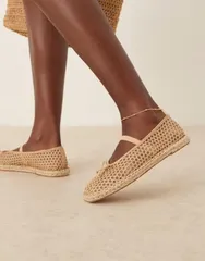 エイソス レディース シューズ サンダル ASOS DESIGN Jennie espadrille ballet flats in natural weave NATURAL WEAVEのサムネイル