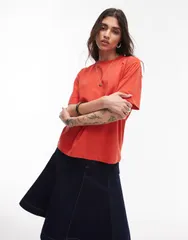 トップショップ レディース トップス Tシャツ Topshop premium basic short sleeve tee in rust Texas Rust ラスト