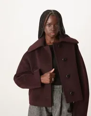 マンゴ レディース アウター ジャケット・ブルゾン Mango shortailored jacket Burgundy バーガンディのサムネイル