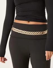 エイソス レディース アクセサリー ベルト ASOS DESIGN waist and hip chunky chain link belt GOLD ゴールドのサムネイル