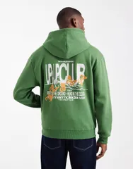 エイソス メンズ アウター パーカー・スウェット プリント パーカー ASOS DESIGN oversized hoodie with print Fairway グリーン