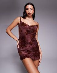 타이거 미스트 레이디스 탑스 원피스 미니 원피스 플라워 무늬 미니 플라워 Tiger Mist Sparrow devore cowl neck beaded cross back