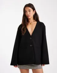 オンリー レディース アウター ジャケット・ブルゾン Vネック コート ONLY vneck coatigan Black ブラック