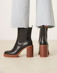 エイソス レディース シューズ ブーツ・レインブーツ プラットフォーム アンクル ブーツ ヒール ASOS DESIGN Evelyn platform heeled ankle boots Blacのサムネイル