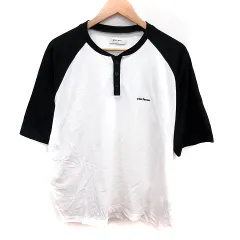 モノマート MONO-MART カットソー Uネック 半袖 L 白 ホワイト 黒 ブラック /RT