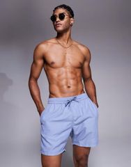 ASOS Men's Swimwear Shorts ASOS DESIGN swim shorts in mid length in mid blue