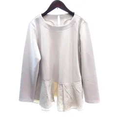 ヒロコビス HIROKO BIS essentiel カットソー ラウンドネック ペプラム 切替 長袖 11 L ベージュ /AUのサムネイル