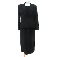 ピエールバルマン PIERRE BALMAIN ブラックフォーマル ショールカラージャケット 総裏地 ワンピース ロング 七分袖 11AR L 黒 ブラック /YI