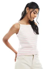 エイソス レディース トップス タンクトップ ニット ASOS DESIGN knit tank top stripe Multi マルチカラーのサムネイル