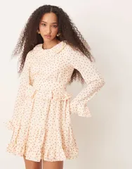 シスタージュン レディース トップス ワンピース ドット柄 ミニワンピース ドット フリル ミニ Sister Jane ruffle mini dress and cream polka dot Pink Ivory Cream クリーム