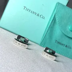 美品 Tiffanyティファニー T&CO 1837 ロゴ文字 バー型ヴィンテージカフス カフリンクス ボタン 鏡面スターリングシルバー SV925 付属有