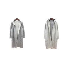 グリーンレーベルリラクシング ユナイテッドアローズ green label relaxing コート ニット ロング コーディガン フード リバーシブル ウール カシミヤ混 グレー /MN